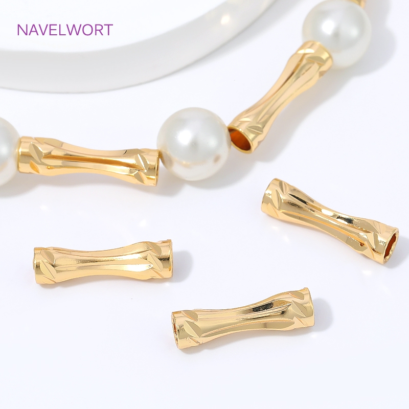 Jewelry Making Youtube - ลูกปัดทรงท่อเคลือบทอง 18K แบบเจียระไน, ลูกปัดคั่นสำหรับลูกปัด, ลูกปัดตกแต่งสำหรับสร้อยข้อมือ, อุปกรณ์ทำเครื่องประดับ