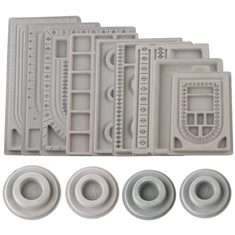 Jewelry Making Education - 1PC สีเทา Flocked Bead Board สร้อยข้อมือสร้อยคอ