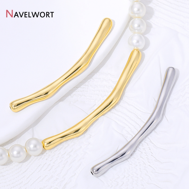 Jewelry Making Youtube - ลูกปัดโลหะทองเหลืองชุบทอง 18K รูปทรงหลอดโค้งยาว สำหรับแยกชิ้นส่วนลูกปัด ใช้ทำสร้อยข้อมือ สร้อยคอ
