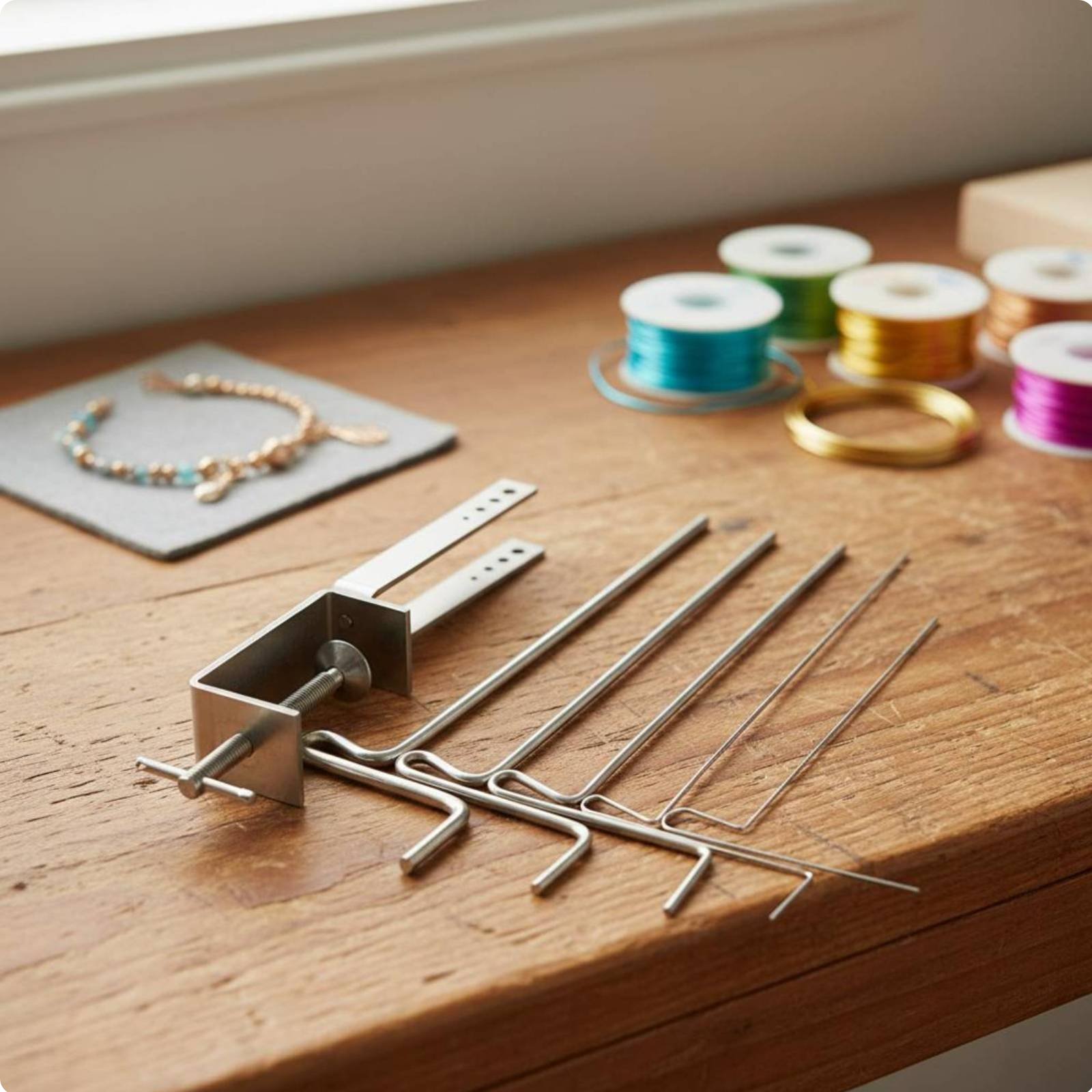 Wire Jewelry Making Jig - ชุดแท่งลวดพันแบบเปลี่ยนได้ 5 ชิ้น อุปกรณ์ทำเครื่องประดับ เครื่องมือสำหรับทำห่วงวงกลมและขดลวด สำหรับช่างฝีมือ