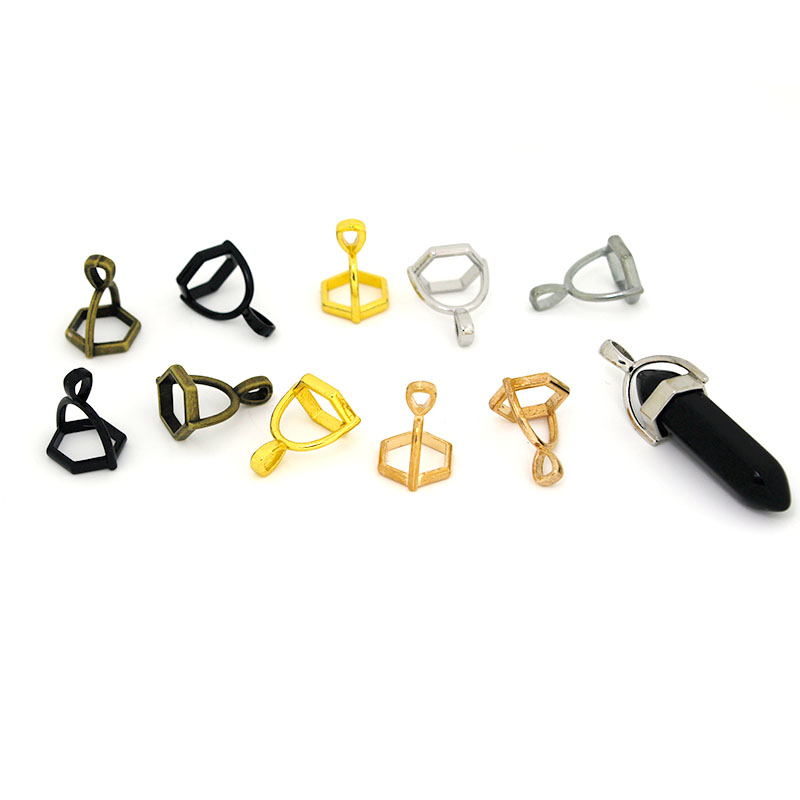 Jewelry Making School - 20 ชิ้นอัญมณีหกเหลี่ยมหมวกหินธรรมชาติคริสตัลเสาจี้หมวกสําหรับเครื่องประดับทําสร้อยคอจี้ตัวเชื่อมต่อ Clasp DIY