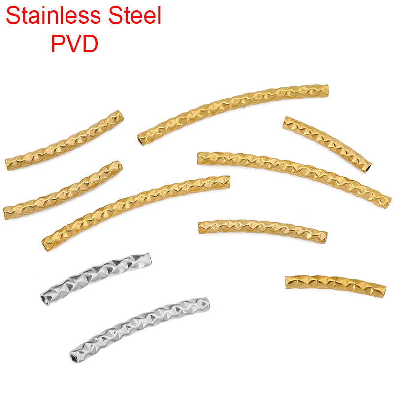 Jewelry Making Youtube - 10pcs PVD สแตนเลสโค้ง Spacer ลูกปัด 15