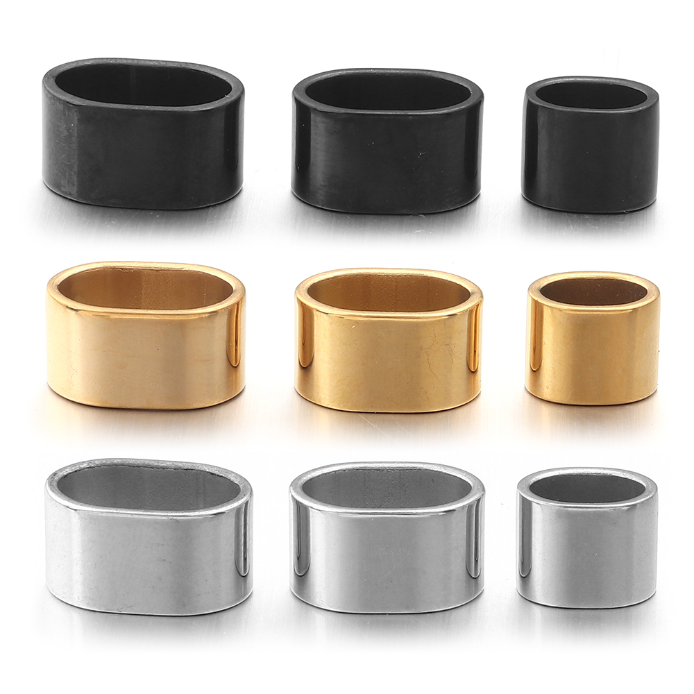 Jewelry Making Youtube - ลูกปัดสไลด์สแตนเลสแบบแบน 6 ชิ้น ลูกปัดรูใหญ่ ลูกปัดโลหะ DIY
