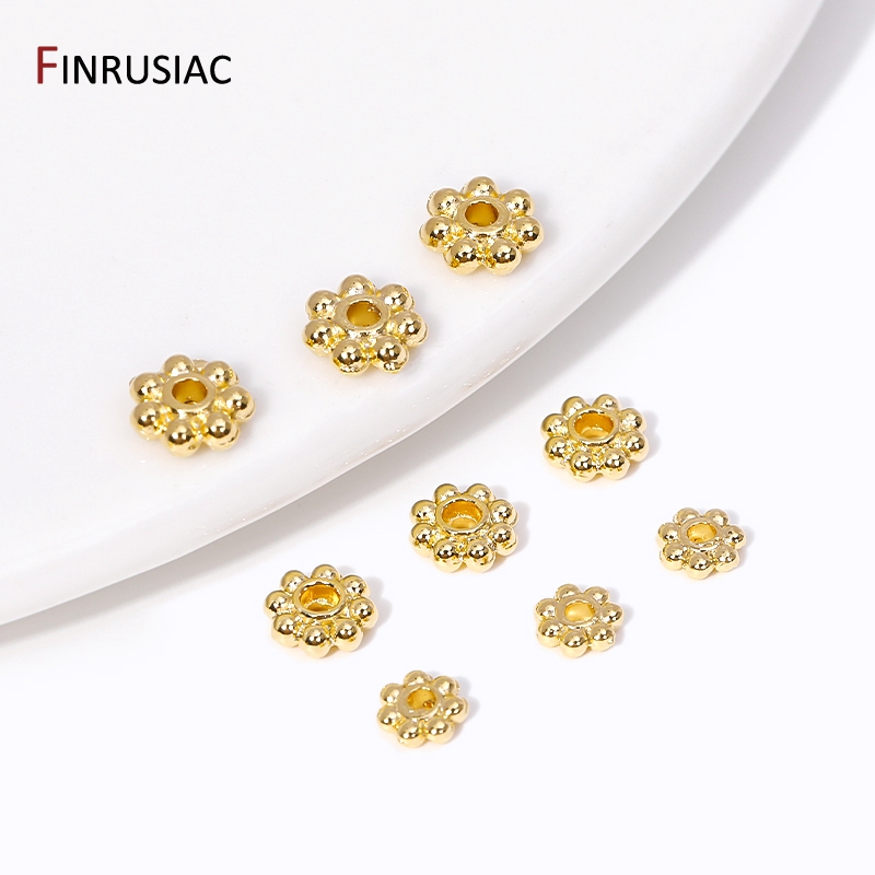 Jewelry Making Bali - 30PCS 4mm/5mm/6mm 14K ทองชุบทองเหลืองดอกไม้บาหลี Spacer ลูกปัดสําหรับเครื่องประดับทํา