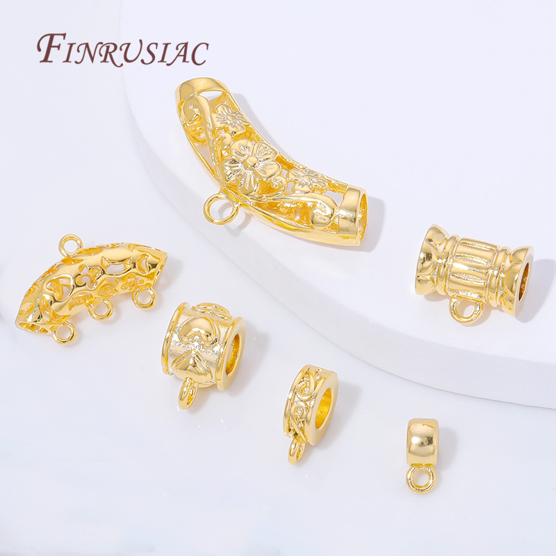 Jewelry Making Youtube - ตัวเชื่อมจี้ชุบทอง 18K สำหรับทำเครื่องประดับ, ตัวเว้นระยะลูกปัดทองเหลือง, อุปกรณ์ทำสร้อยคอ DIY,