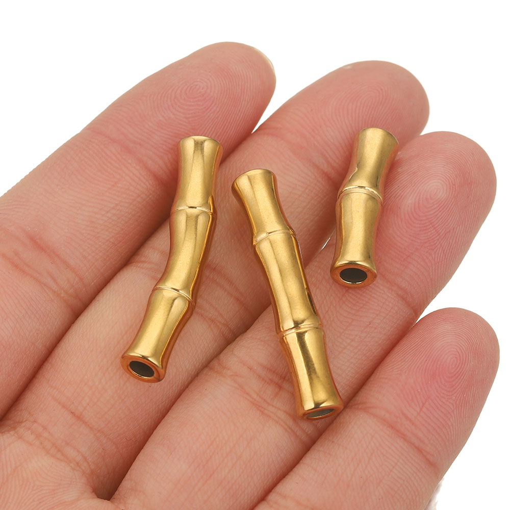 Jewelry Making Youtube - 5pcs สแตนเลสสตีลโค้ง Slub หลอดสําหรับเครื่องประดับทําทองสีตรงลูกปัดสร้อยข้อมือสร้อยคอเครื่องประดับหา