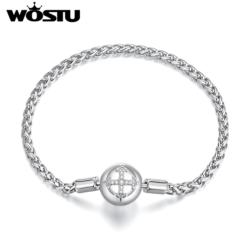 Jewelry Making Singapore - WOSTU กำไลข้อมือประดับเพชรเซอร์คอนเคลือบแพลตตินั่ม ดีไซน์ดั้งเดิม เหมาะสำหรับใส่ลูกปัด DIY ขายส่งสำหรับทำเครื่องประดับ