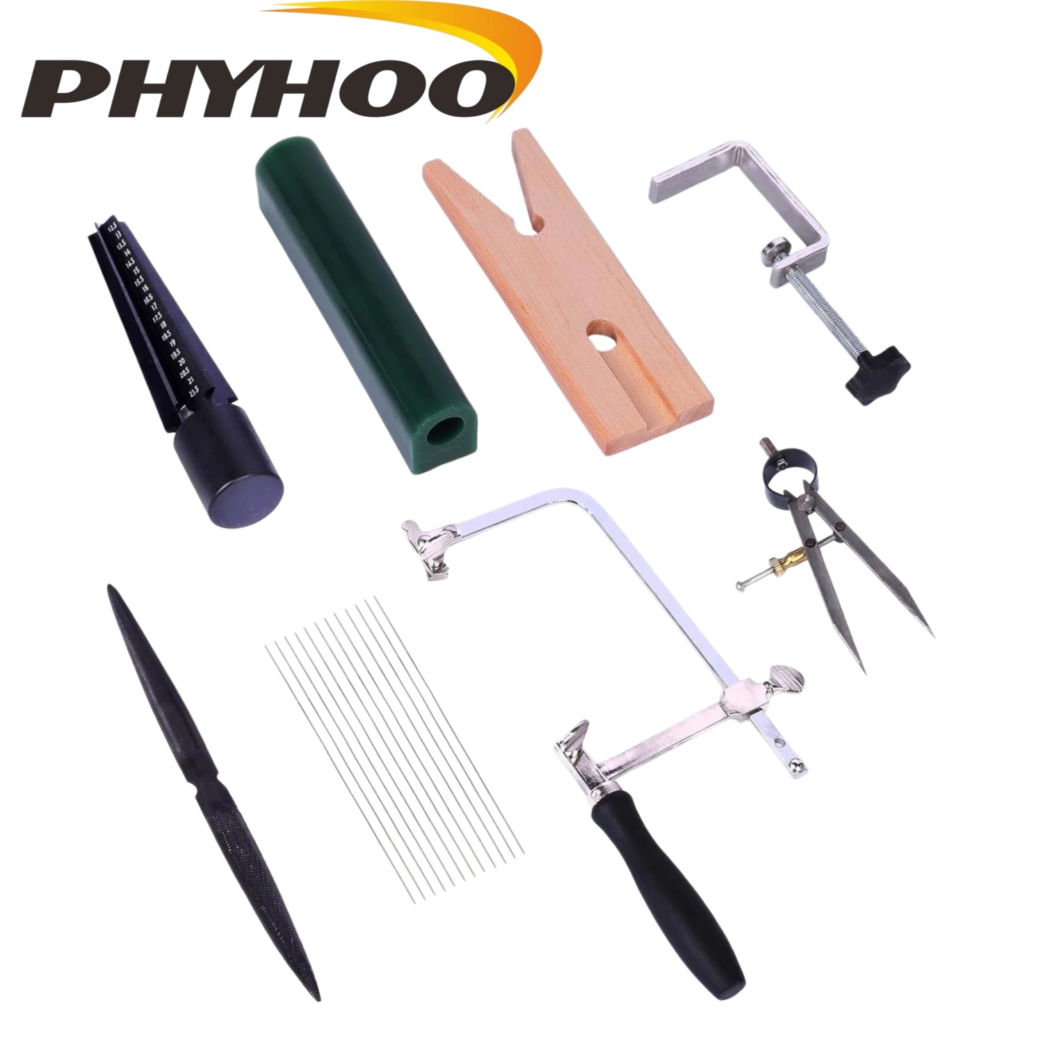 Jewelry Making Desk - ชุดอุปกรณ์ทำแหวนขี้ผึ้งครบชุด PHYHOO พร้อมเครื่องมือแกะสลัก แม่พิมพ์หลอด ใบเลื่อยวงแหวน เครื่องวัดขนาด