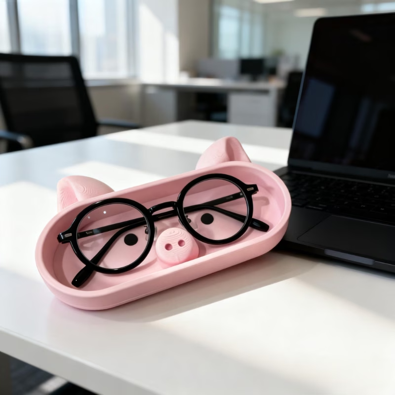Jewelry Making Desk - ถาดเก็บของรูปหมูสีชมพู เหมาะสำหรับแว่นตา เครื่องประดับ และของใช้ชิ้นเล็กๆ กล่องเก็บของบนโต๊ะทำงานแบบพลาสติก ถาดใส่เครื่องประดับ
