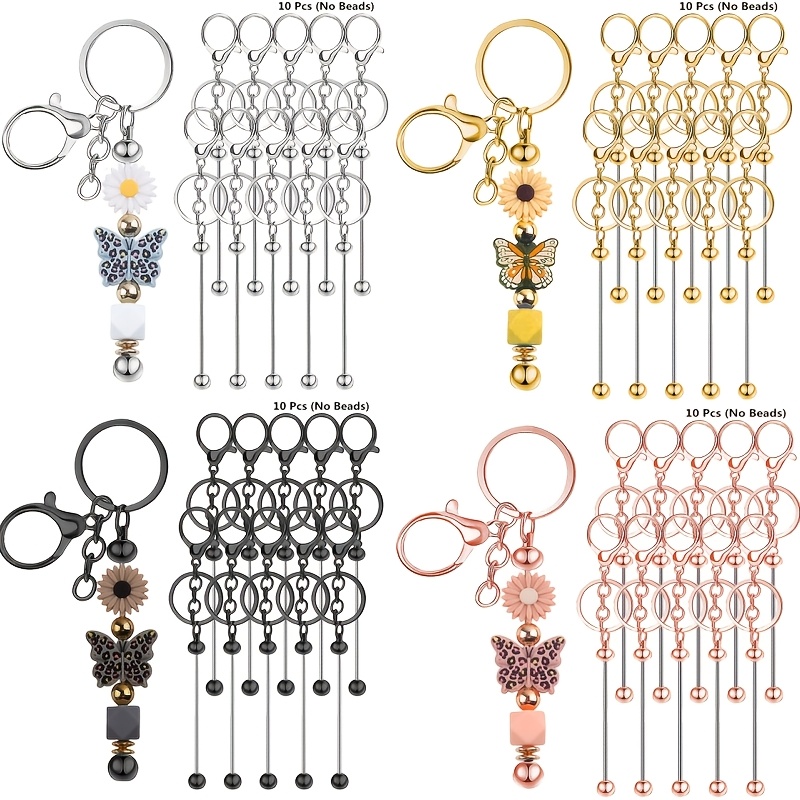 Jewelry Making Online - ชุดทำพวงกุญแจลูกปัดเปล่า DIY 10 ชิ้น ชุดงานฝีมือ จี้ห้อยพวงกุญแจ