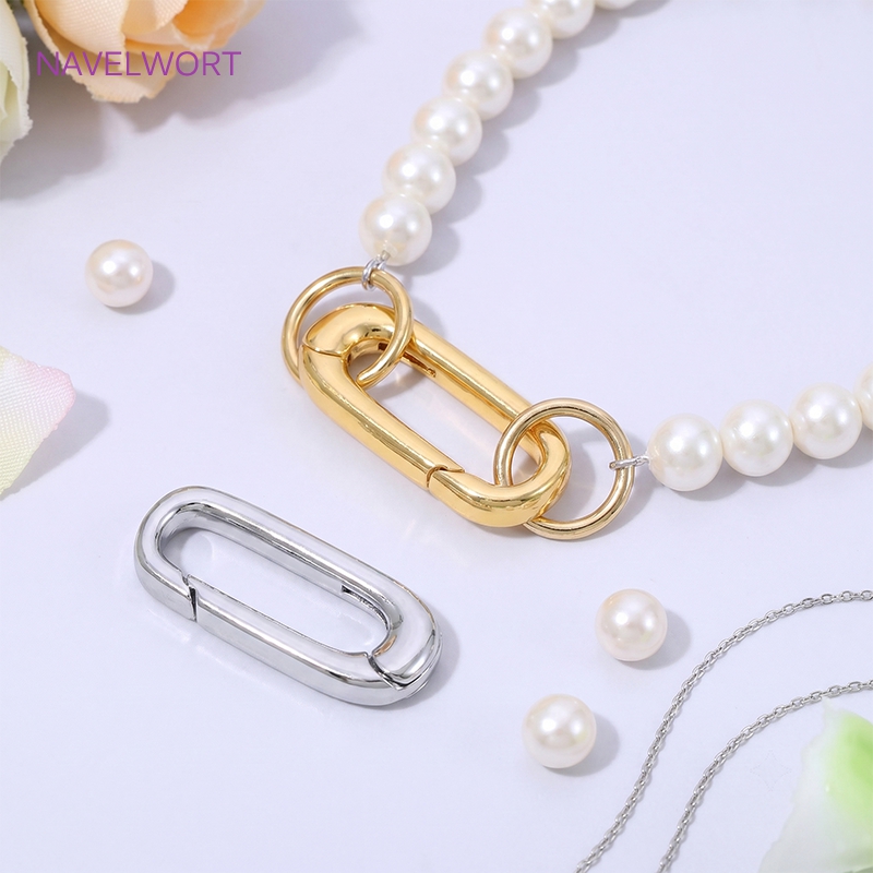 ตัวล็อคแบบสปริงรูปวงรีชุบทอง 1 - Jewelry Making School บทวิจารณ์และราคา