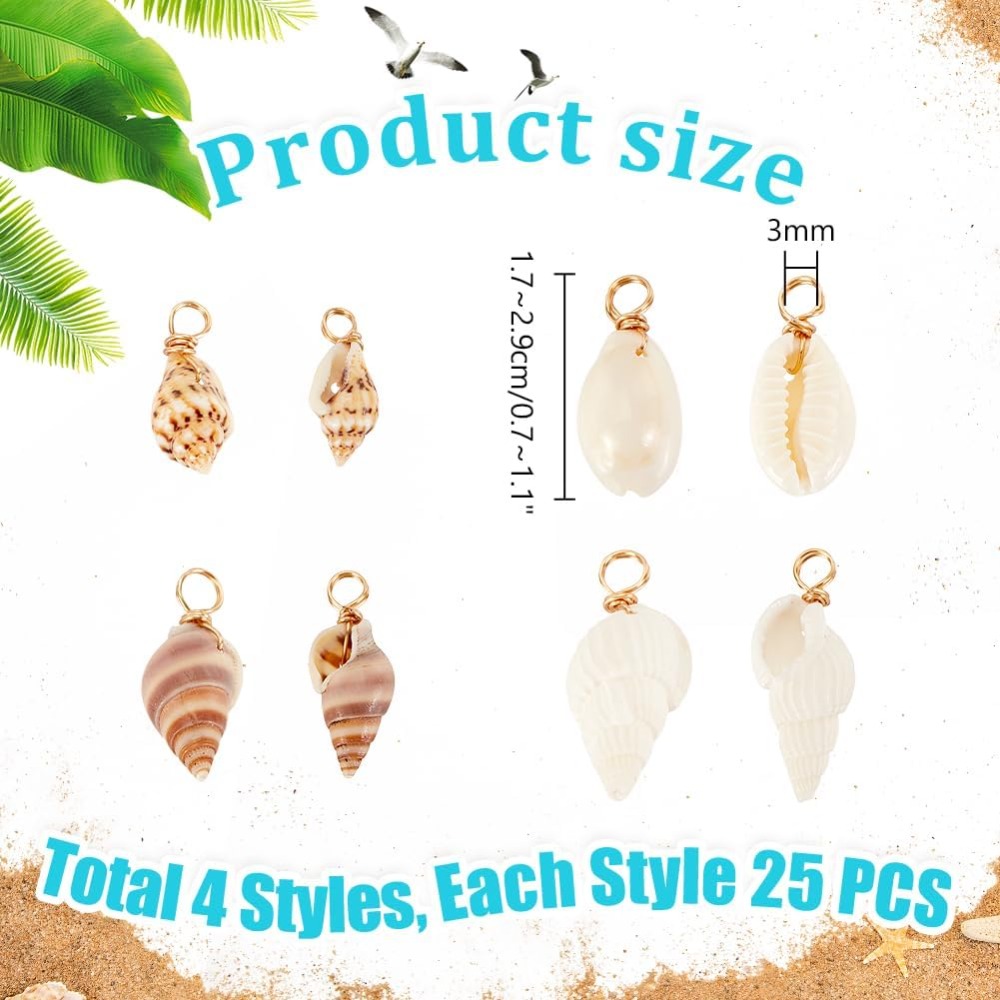 100pcs 4 รูปแบบเปลือกหอยธรรมชา - Jewelry Making Kits บทวิจารณ์และราคา